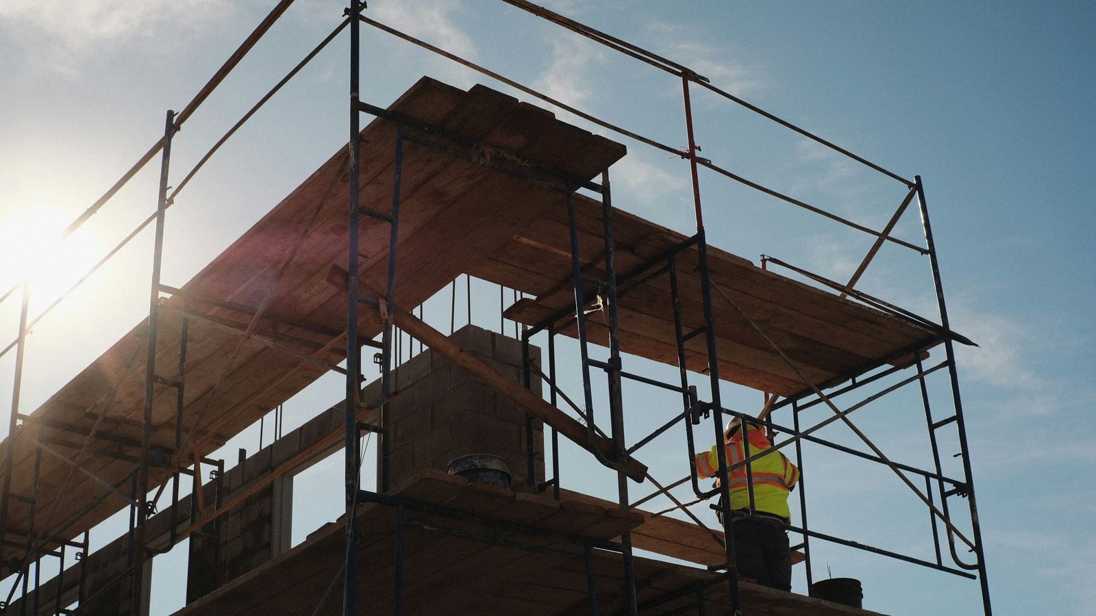 Scaffolder working at height on a residential build
